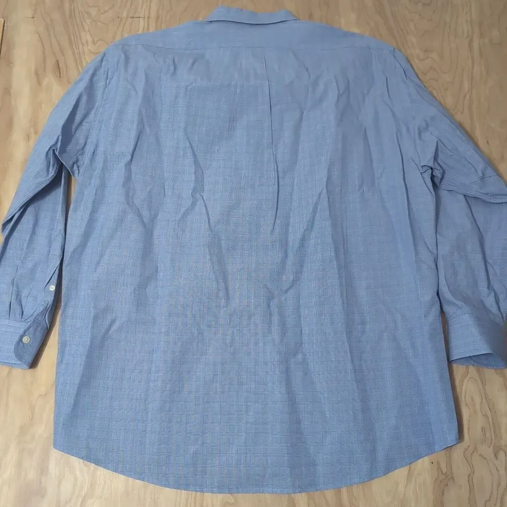J.CREW Blue Square Check Modern Casual L/S Btn Down Dress Shirt Mens 16.5 32‎ 33